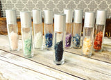 Essential oil roller bottles with Crystal Chips