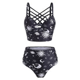 Sun Moon and Stars Two Piece Bathing Suit Tankini - Her Majesty's Goods