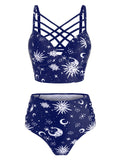 Sun Moon and Stars Two Piece Bathing Suit Tankini - Her Majesty's Goods