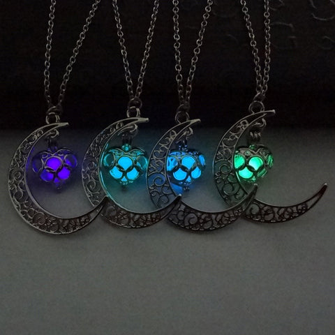 Glow in the Dark Moon & Heart Pendant Necklaces - Her Majesty's Goods