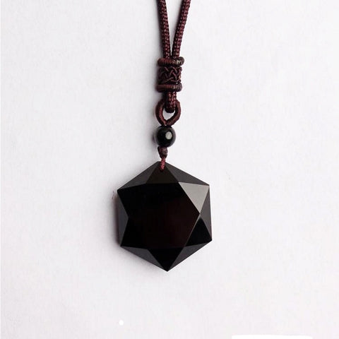 Natural Black Obsidian Stone Pendant Necklace - Her Majesty's Goods