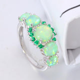 Green Fire Opal Emerald 925 Sterling Silver Ring - Her Majesty's Goods
