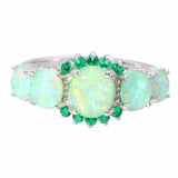 Green Fire Opal Emerald 925 Sterling Silver Ring - Her Majesty's Goods
