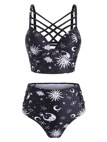 Sun Moon and Stars Two Piece Bathing Suit Tankini - Her Majesty's Goods