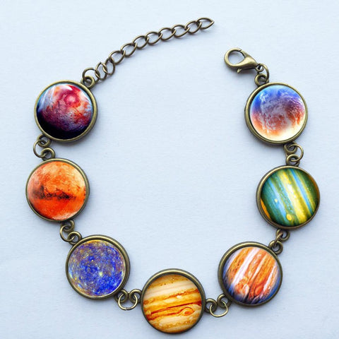 Galaxy Planets Bronze Charm Bracelet - Her Majesty's Goods