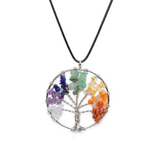 Tree of Life Crystal Multi-Colored Crystal Necklace - Her Majesty's Goods