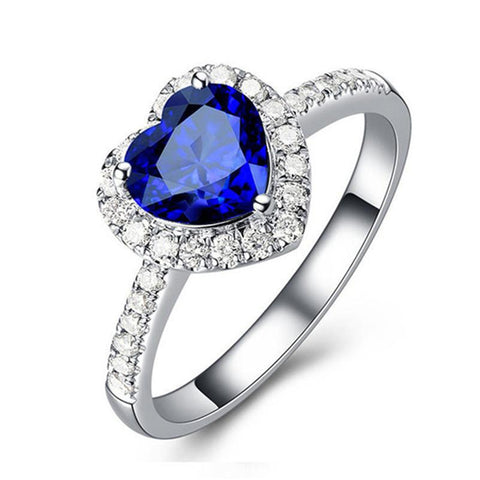 Sterling Silver Sapphire Heart Shaped Ring - Her Majesty's Goods