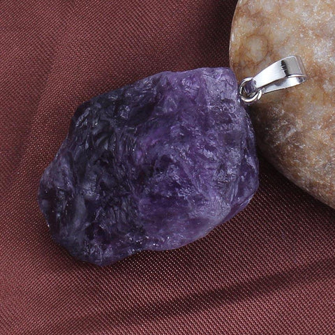 Silver Plated Amethyst Crystal Pendant - Her Majesty's Goods