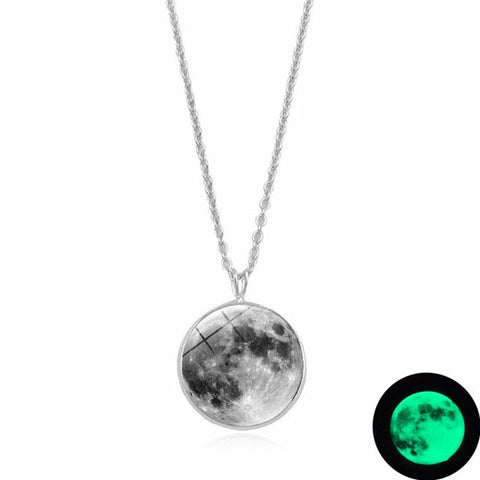 Glow in the Dark Glass Pendant Moon Necklaces - Her Majesty's Goods