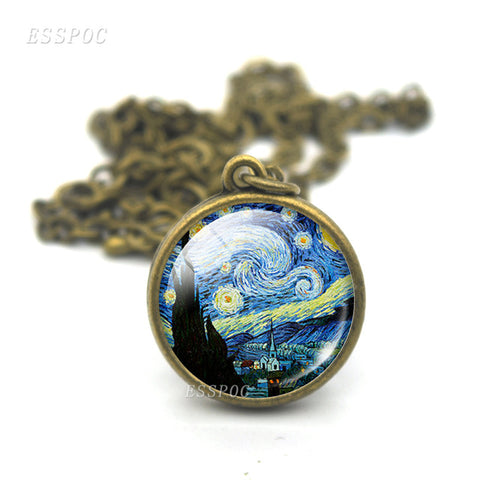 Van Gogh's Starry Night Pendant Necklace - Her Majesty's Goods